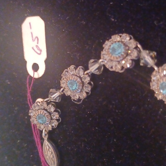 Liz Palacios Vintage Nouveau Bracelet Swarovski Crystals Blue Set New - Picture 2 of 5